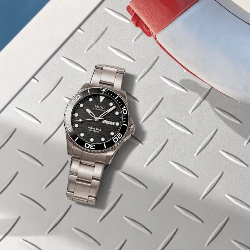 Mido Ocean Star Grey Titanium Strap Men Watch M0424304405100 1