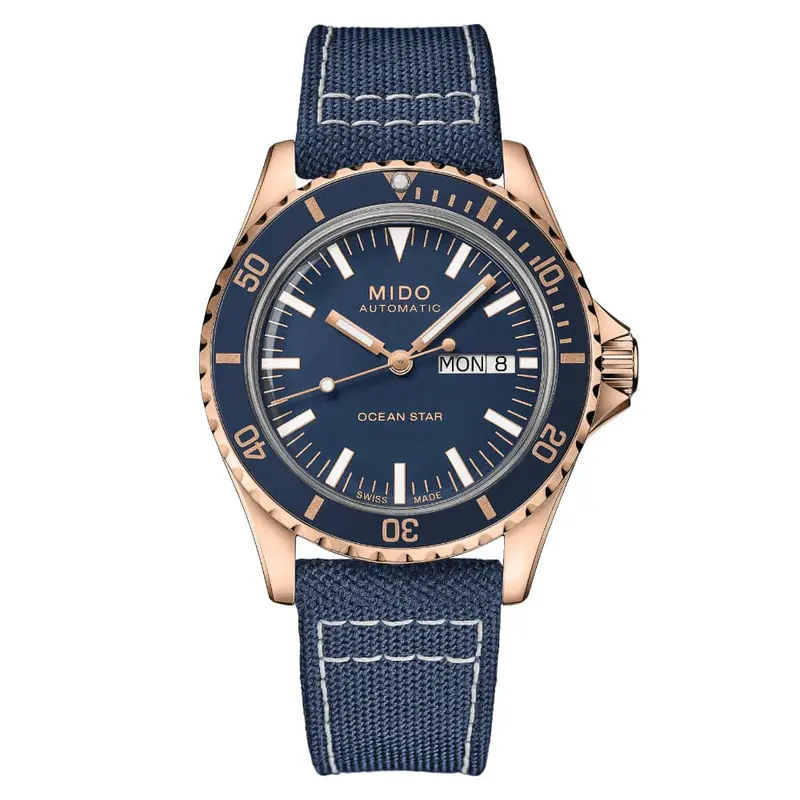 Mido Ocean Star Tribute Blue Fabric Strap Men Watch M0268303804100 1