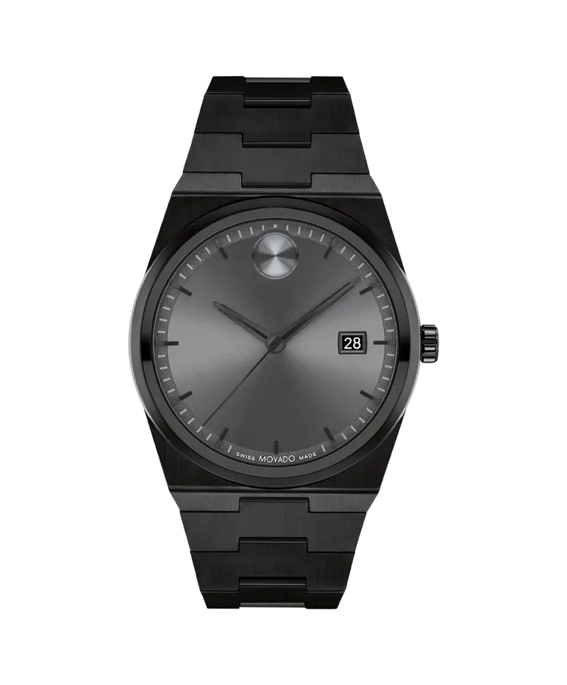 Movado Bold Quest 40Mm Gunmetal Sunray Dial Black Link Strap Watch 3601224 1