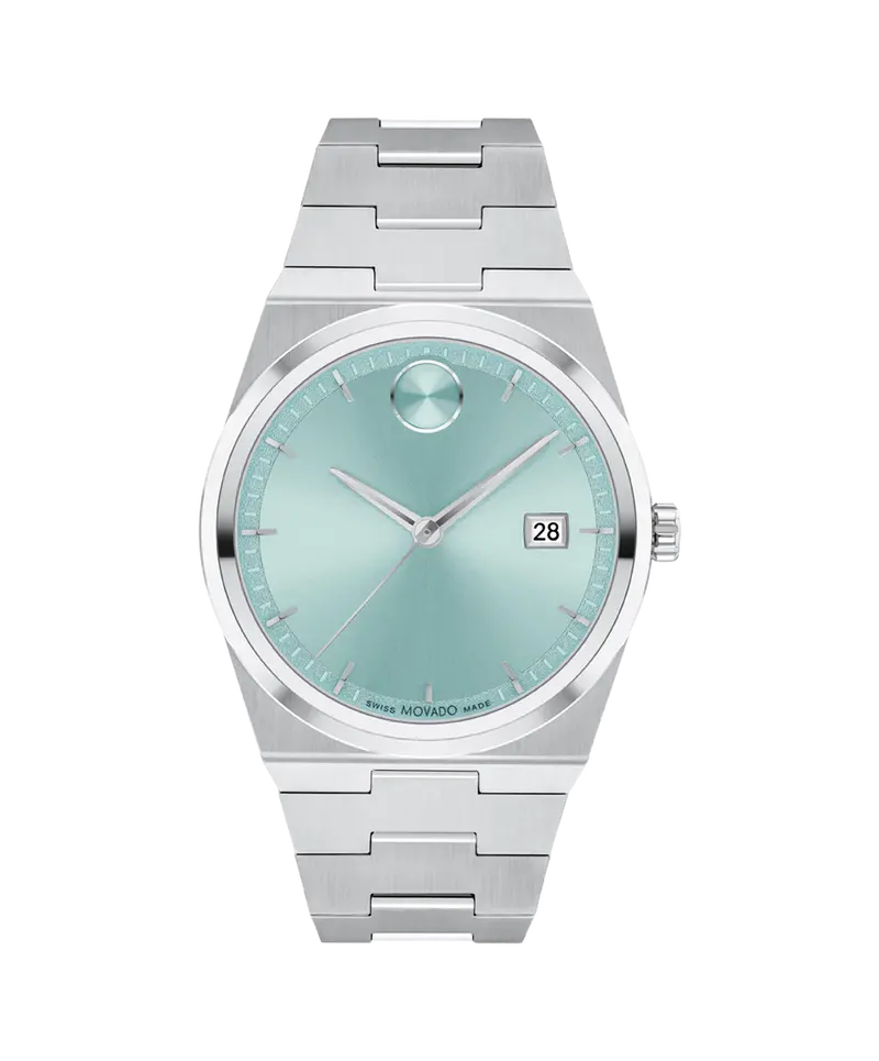 Movado Bold Quest 40Mm Seafoam Blue Sunray Dial Stainless Steel Watch 3601243 1