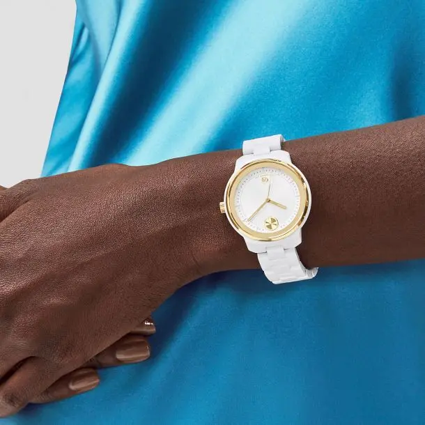 Movado Bold Verso Gold Accent White Ceramic Bracelet Watch 3600934 2