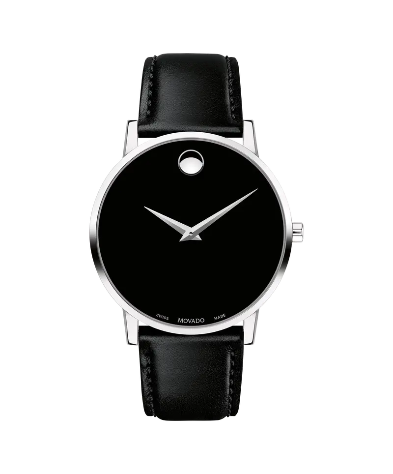 Movado Museum Classic 40Mm Black Calfskin Strap Watch 607269 1