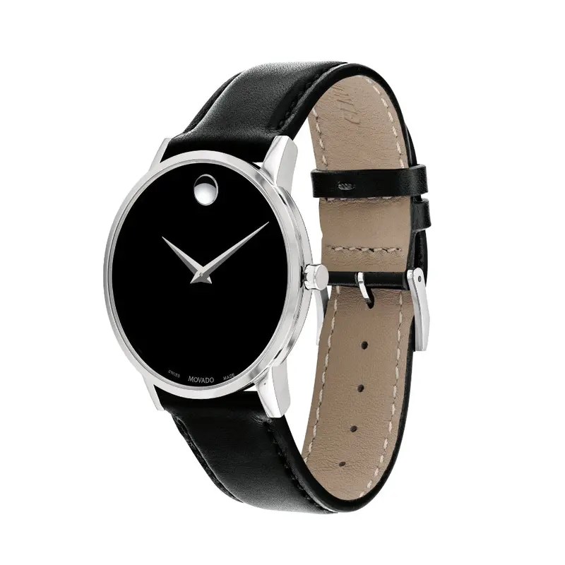 Movado Museum Classic 607886 Black Leather Watch 2