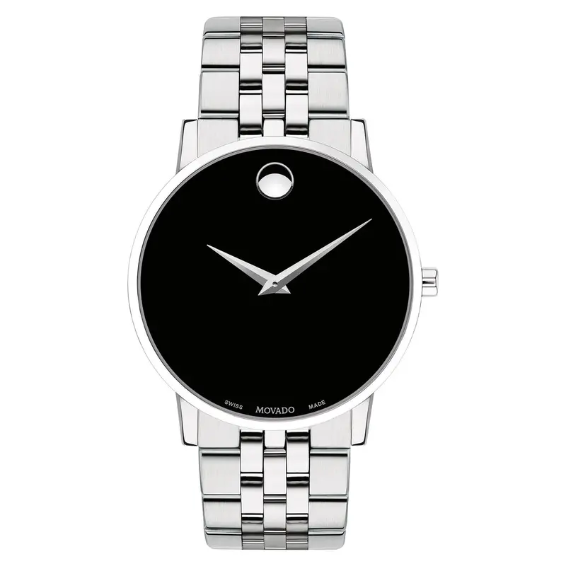 Movado Stainless Steel Black Dial Men's Swiss Made Watch 607199 1