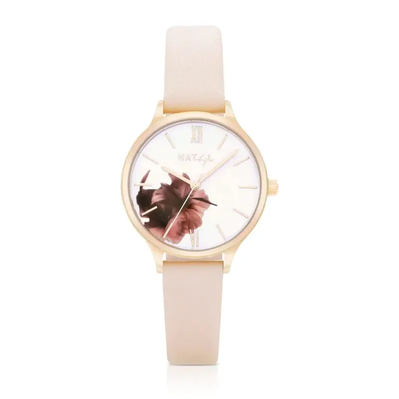 Natbyj Blossom Pink Leather Strap Women Watch Nat1007 1
