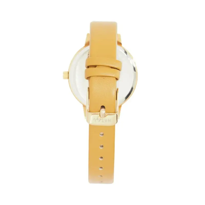 Natbyj Blossom White Dial Brown Leather Strap Women Watch Nat1006 2