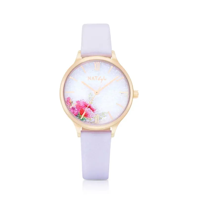 Natbyj Dazzle Purple Leather Strap Women Watch Nat0209 2