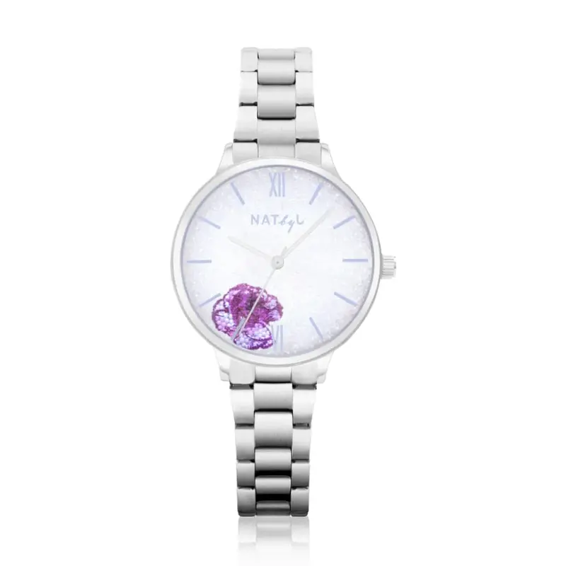 Natbyj Dazzle White Dial Silver Stainless Steel Strap Women Watch Nat0201m 1