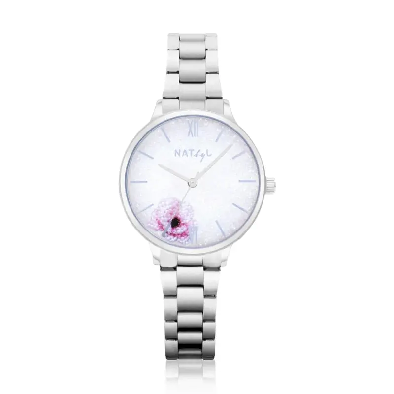 Natbyj Dazzle White Dial Silver Stainless Steel Strap Women Watch Nat0203m 1