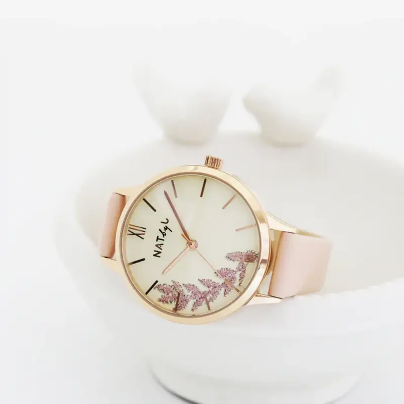 Natbyj Dream White Dial Pink Leather Strap Women Watch Nat0307 2