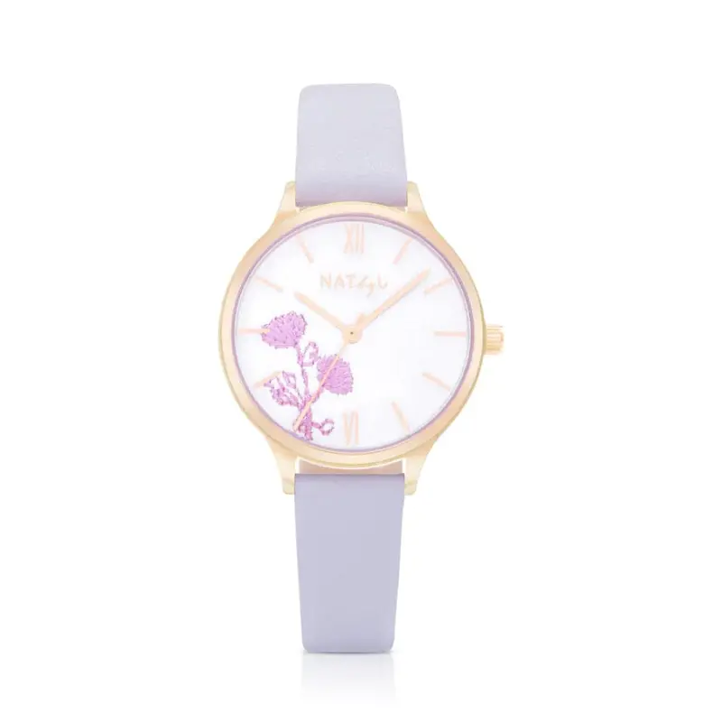 Natbyj Dream White Dial Purple Leather Strap Women Watch Nat0309 1