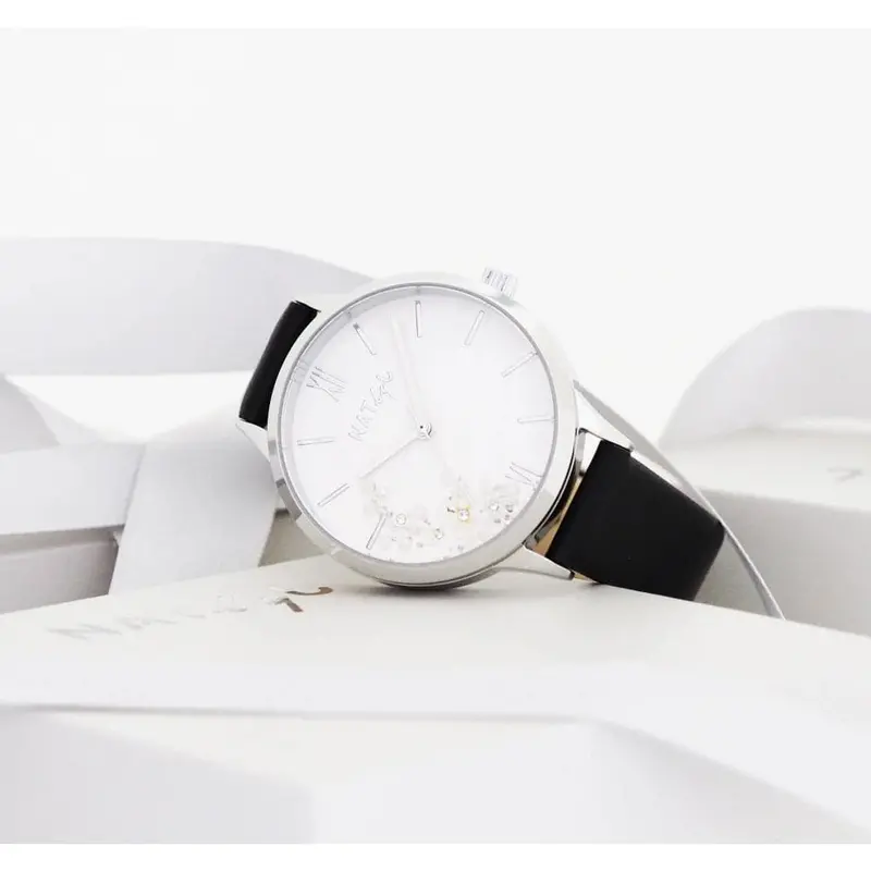 Natbyj First Love Black Leather Strap Women Watch Nat0601 1