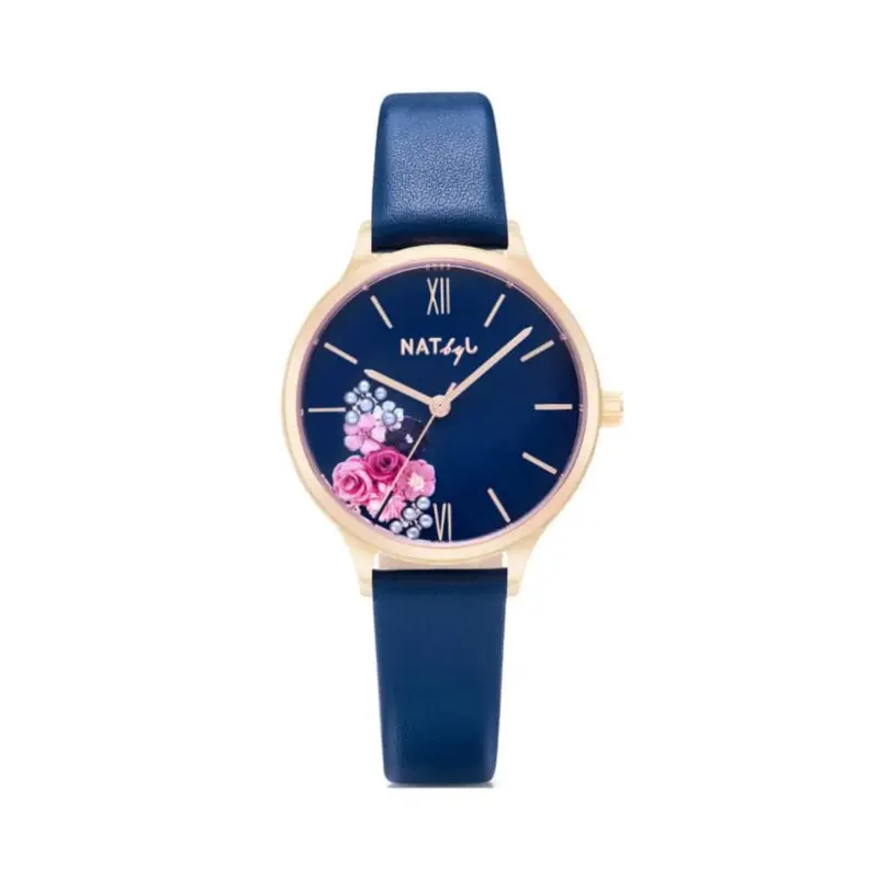 Natbyj First Love Blue Dial Leather Strap Women Watch Nat0602 1