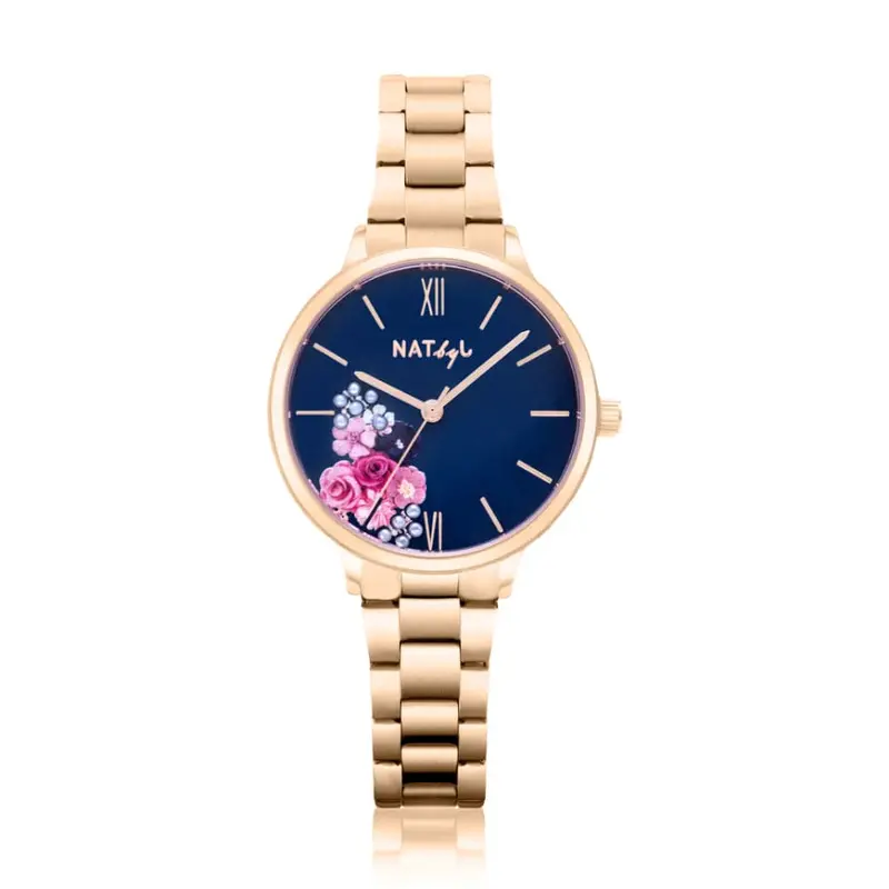 Natbyj First Love Rose Gold Stainless Steel Strap Women Watch Nat0602m 1