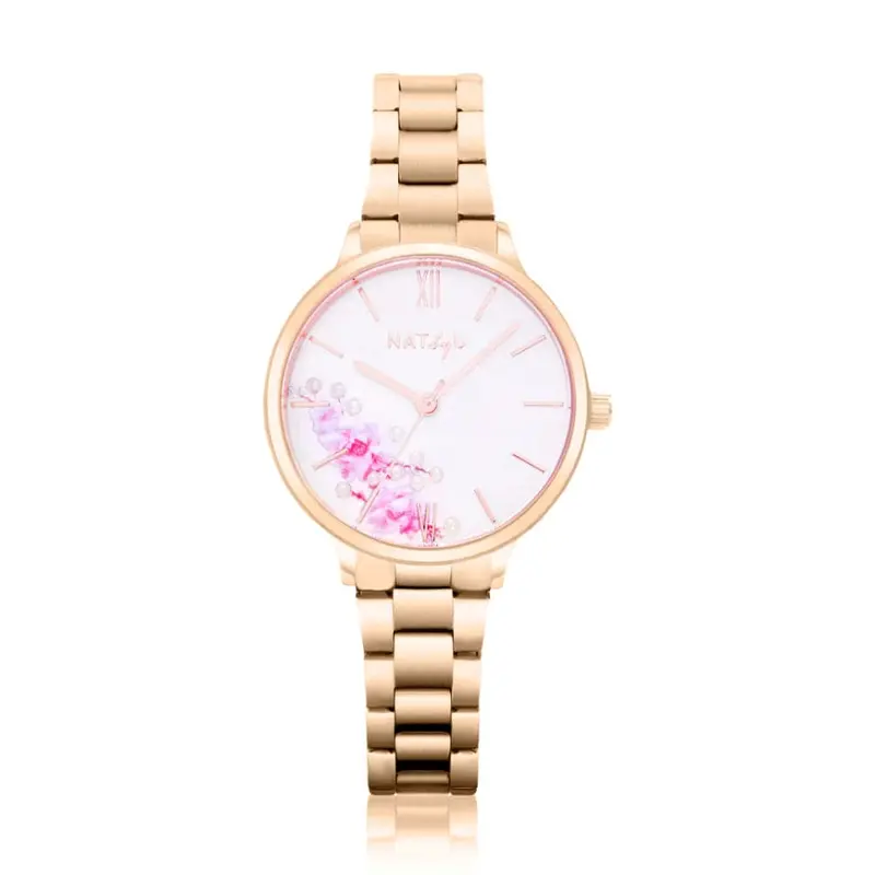 Natbyj First Love Rose Gold Stainless Steel Strap Women Watch Nat0607m 1