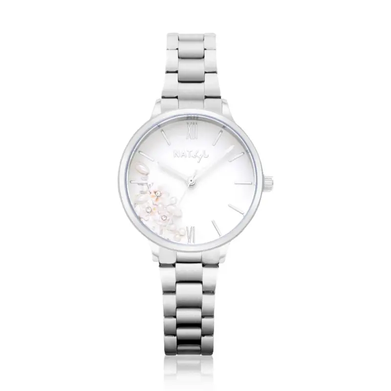 Natbyj First Love Silver Stainless Steel Strap Women Watch Nat0603m 1