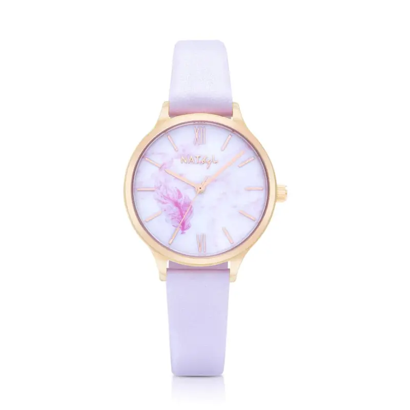 Natbyj Freedom Purple Leather Strap Women Watch Nat0707 1