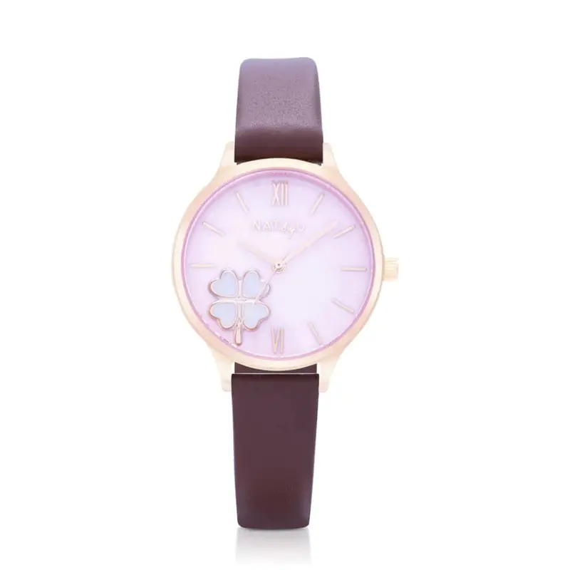 Natbyj Serendipity Brown Leather Strap Women Watch Nat0505 1