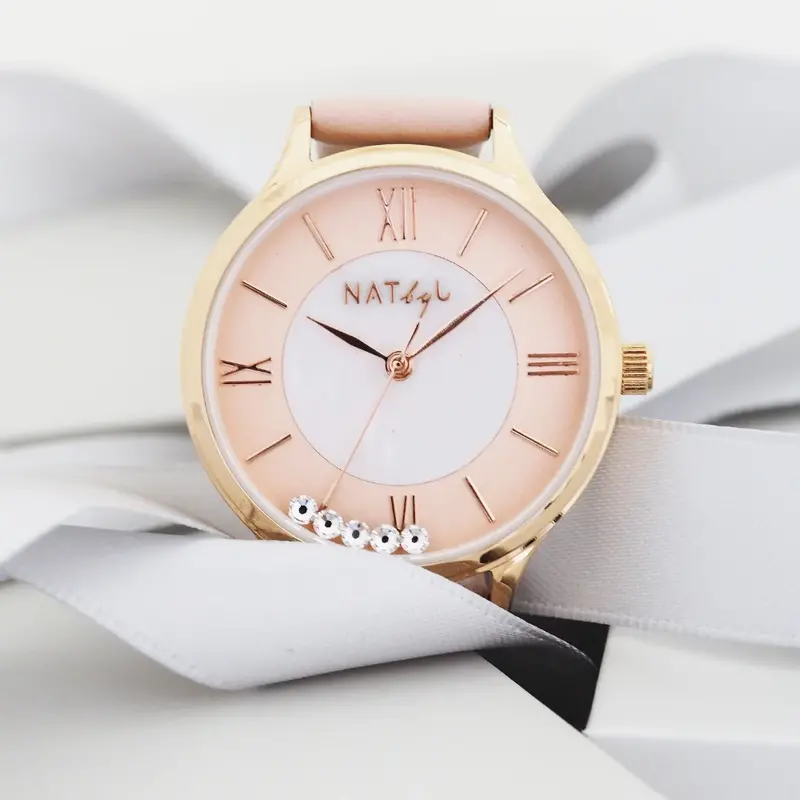 Natbyj Stargaze Pink Leather Strap Women Watch Nat0907 1