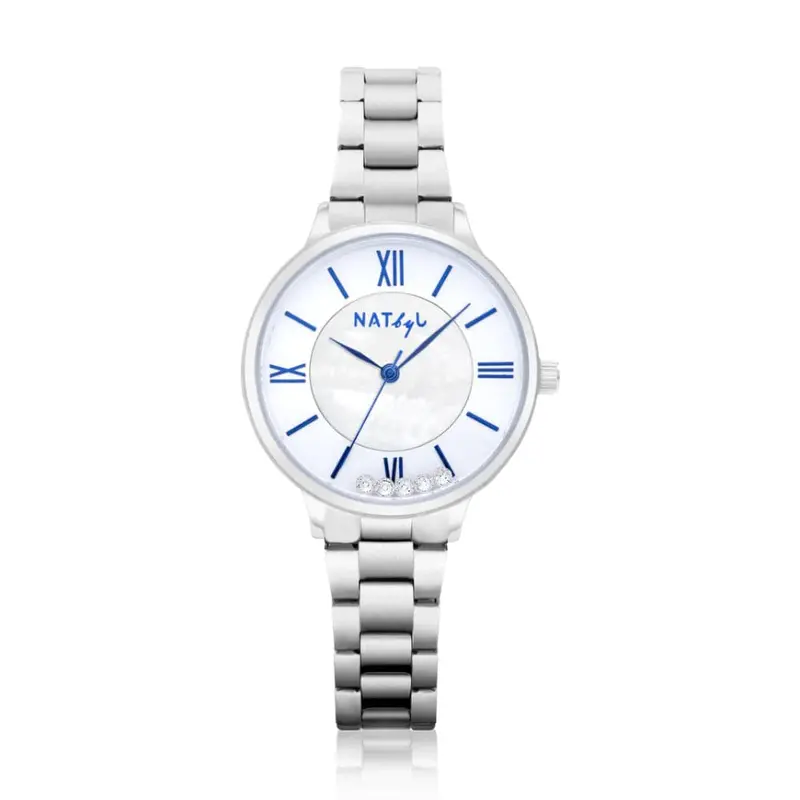 Natbyj Stragaze White Dial Silver Stainless Steel Strap Women Watch Nat0901m 1