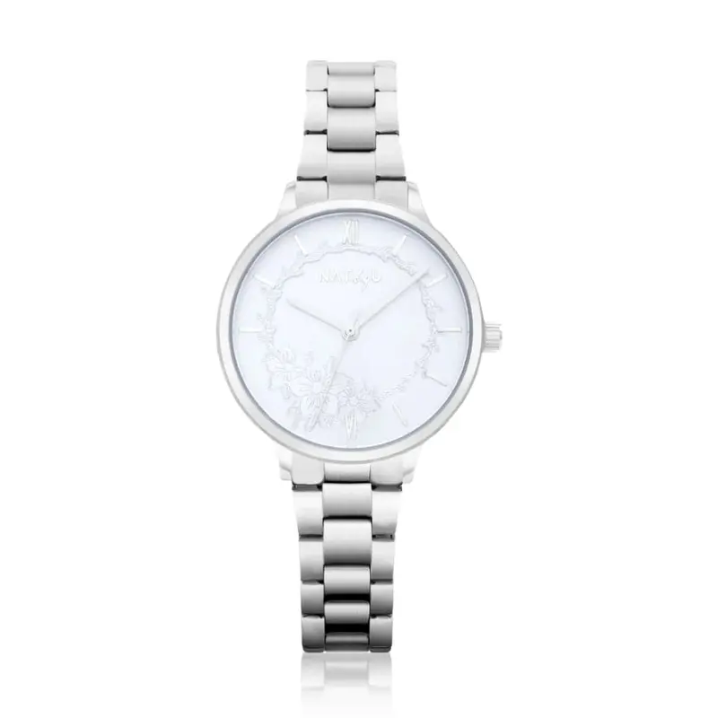 Natbyj Unity Silver Stainless Steel Strap Women Watch Nat0801m 1