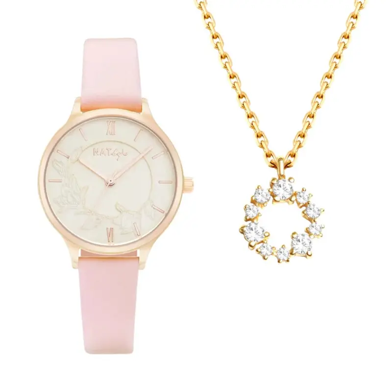Natbyj Unity Watch And Necklace Gift Set Nat0807n0808y 1