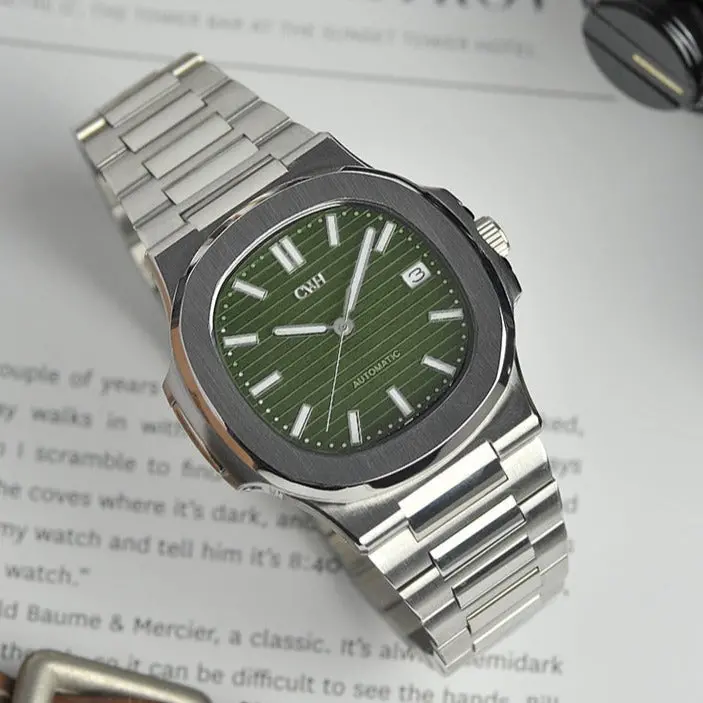 Nautical Series Custom Automatic Dress Watch With Date (Green Dial) 1