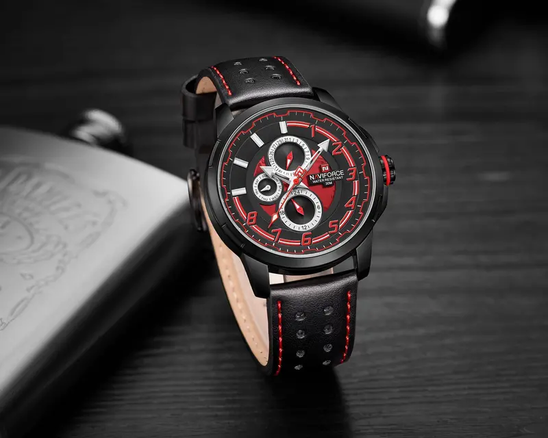 Naviforce Analog Nf9142 B/R/B Quartz Men's Watch 2