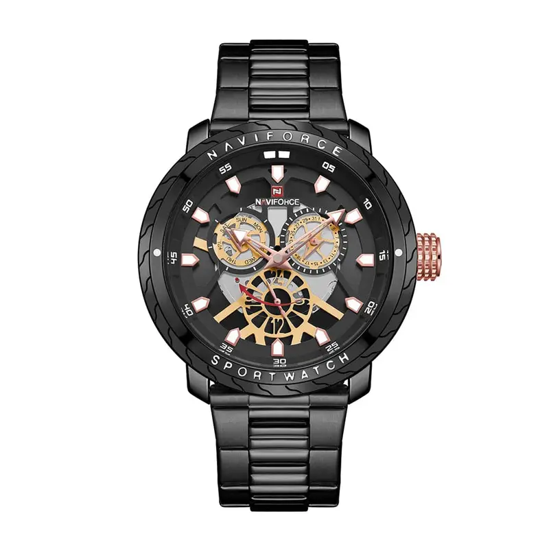 Naviforce Analog Nf9158 B/B Stainless Steel Chronograph Quartz Men's Watch 1