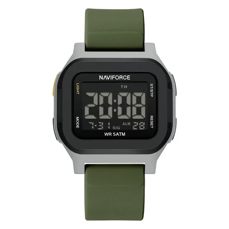 Naviforce Aura Digital Green Fumed Silica Strap Men's Watch Nf7137 S/Lgn 1