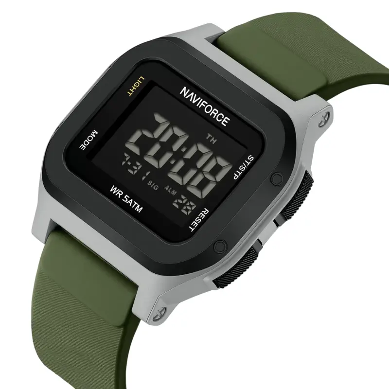 Naviforce Aura Digital Green Fumed Silica Strap Men's Watch Nf7137 S/Lgn 2