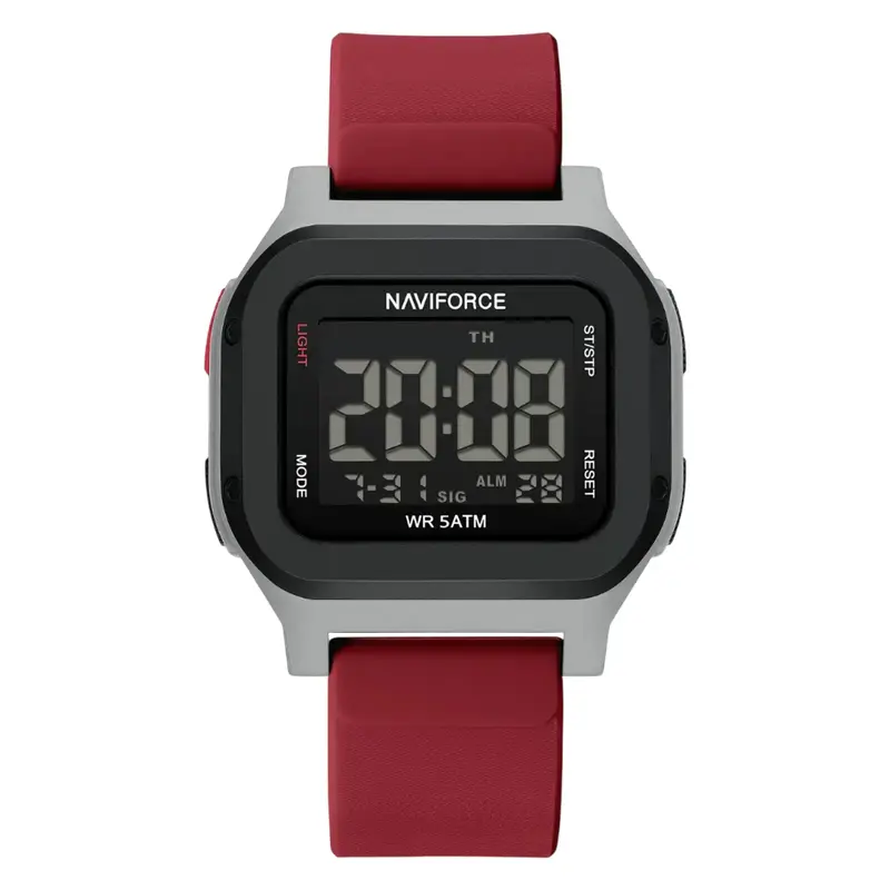 Naviforce Aura Digital Red Fumed Silica Strap Men's Watch Nf7137 S/R 1