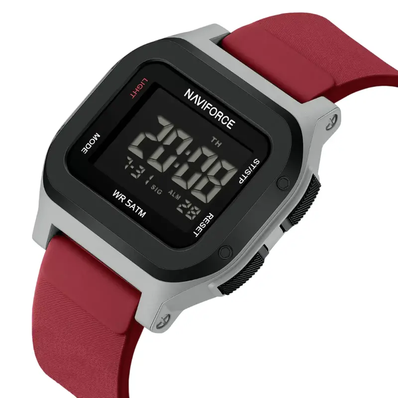 Naviforce Aura Digital Red Fumed Silica Strap Men's Watch Nf7137 S/R 2