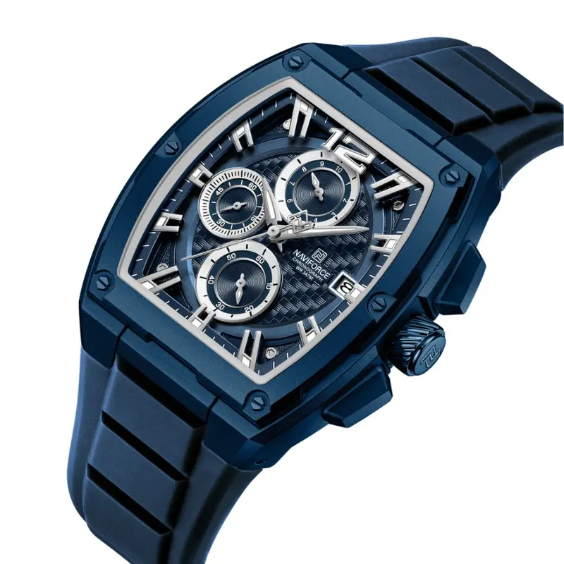 Naviforce Barrel-Shaped Blue Fumed Silica Strap Men's Watch Nf8050 Be/Be/Be 2
