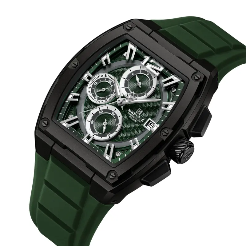 Naviforce Barrel-Shaped Green Fumed Silica Strap Men's Watch Nf8050 B/Gn/Gn 2