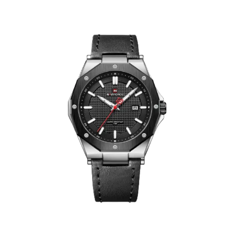Naviforce Black Dial And Leather Strap Men Watch Nf9200l S/B/B 1