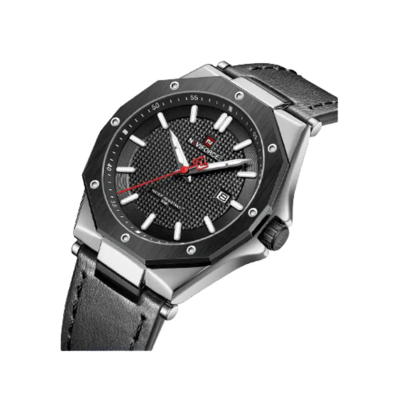 Naviforce Black Dial And Leather Strap Men Watch Nf9200l S/B/B 2