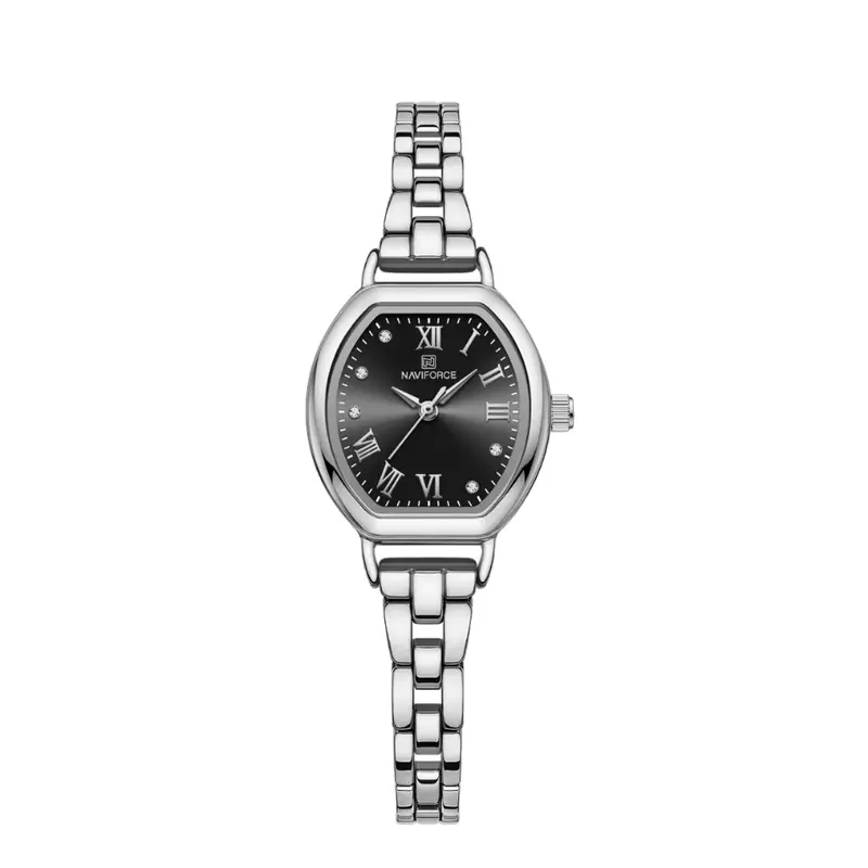 Naviforce Black Dial Silver Alloy Strap Women Watch Nf5035 S/B 1