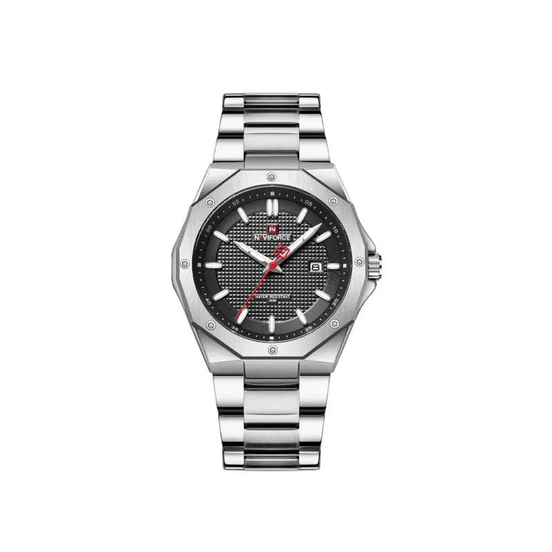 Naviforce Black Dial Silver Stainless Steel Strap Men Watch Nf9200s S/B 2