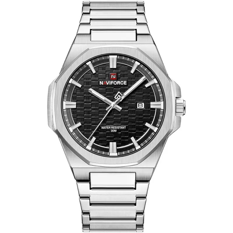 Naviforce Black Dial Silver Stainless Steel Strap Men's Watch Nf9245 S/B/S 1