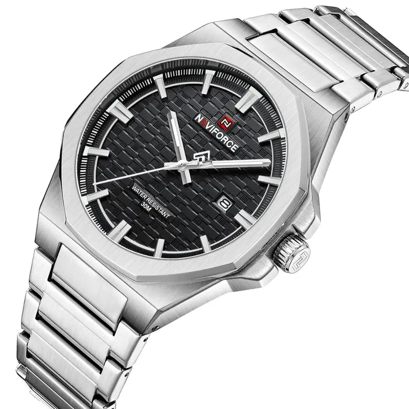 Naviforce Black Dial Silver Stainless Steel Strap Men's Watch Nf9245 S/B/S 2