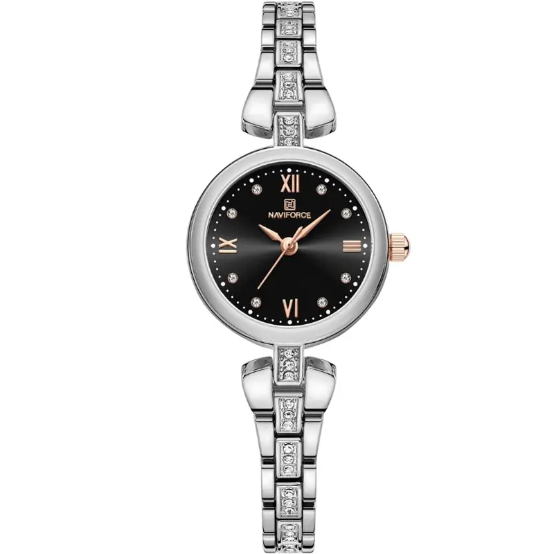 Naviforce Black Dial Silver Stainless Steel Strap Women Watch Nf5034 S/B 1