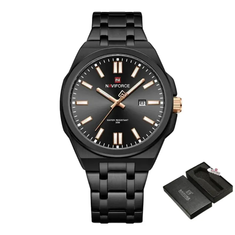 Naviforce Black Dial Stainless Steel Strap Men Watch Nf9226 B/B/Rg 1