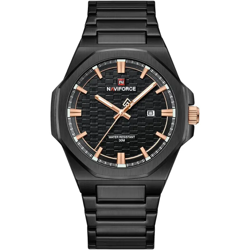 Naviforce Black Dial Stainless Steel Strap Men's Watch Nf9245 B/Rg/B 1