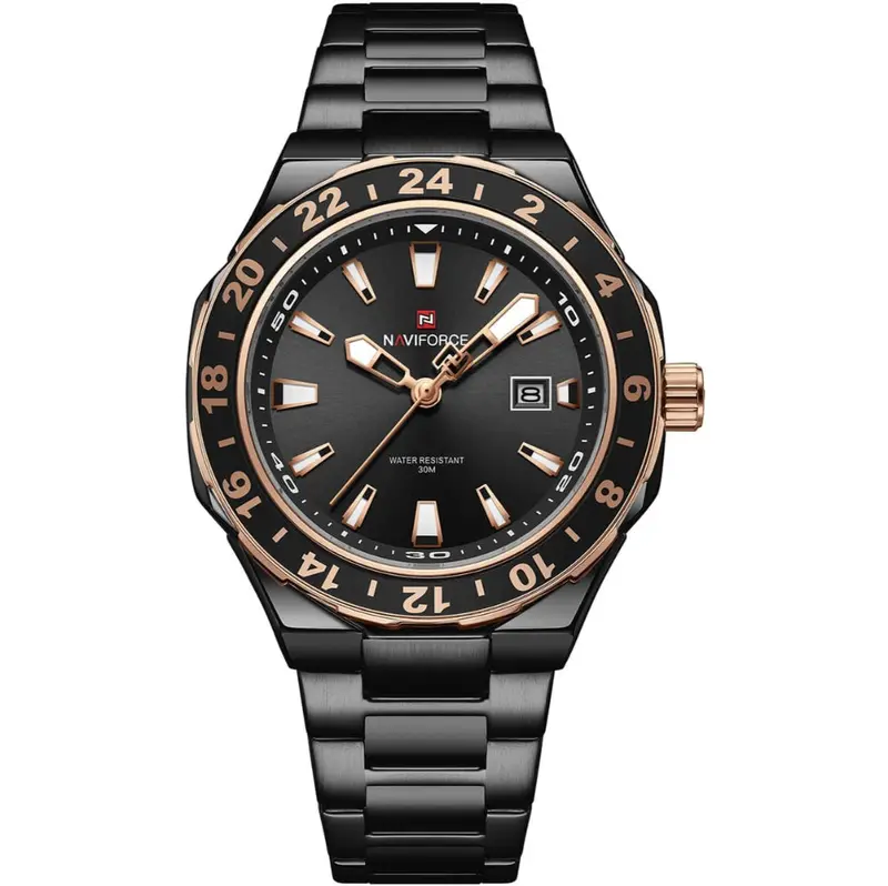 Naviforce Black Dial Stainless Steel Strap Men's Watch Nf9249 B/Rg/B 1