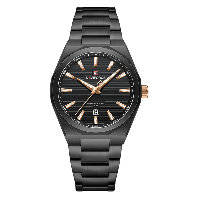 Naviforce Black Dial Stainless Steel Strap Men's Watch Nf9274 B/Rg/B 1