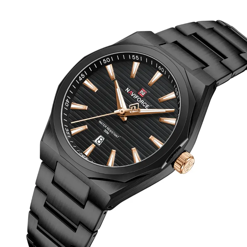 Naviforce Black Dial Stainless Steel Strap Men's Watch Nf9274 B/Rg/B 2