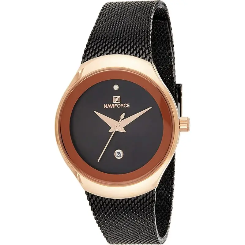Naviforce Black Mesh Stainless Steel Strap Women's Watch - Date Display | Nf5004 Rg/B 1