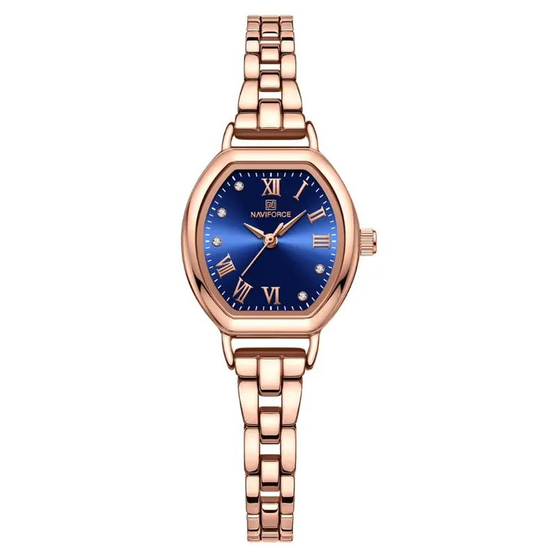 Naviforce Blue Dial Rose Gold Alloy Strap Women Watch Nf5035 Rg/Be 1