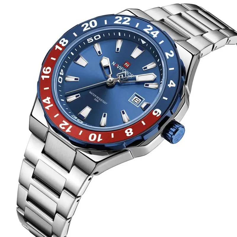 Naviforce Blue Dial Stainless Steel Strap Men's Watch Nf9249 S/Be/S 2